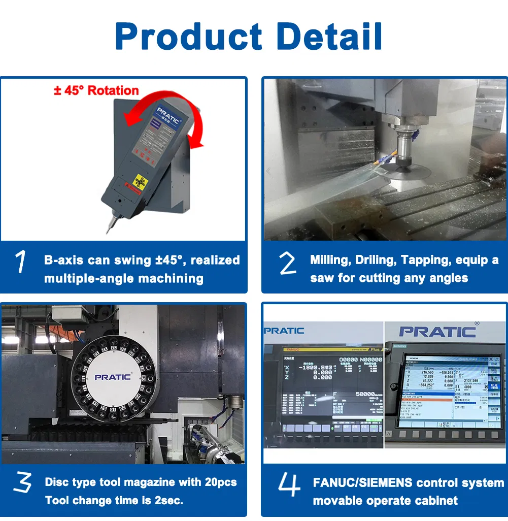 4 Axis Swing Head Long Lathe Bed Metal Auto Parts Processing CNC Milling Machine