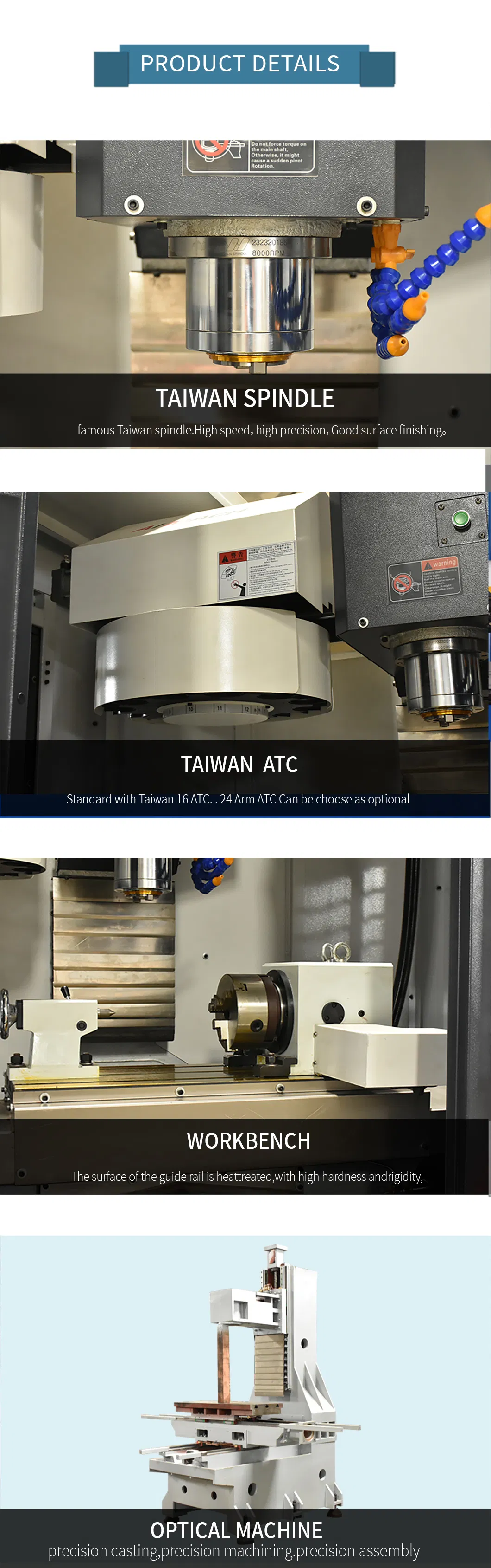China Hot Selling 3axis 4axis 5axis Auto CNC Machining Center Xh7126