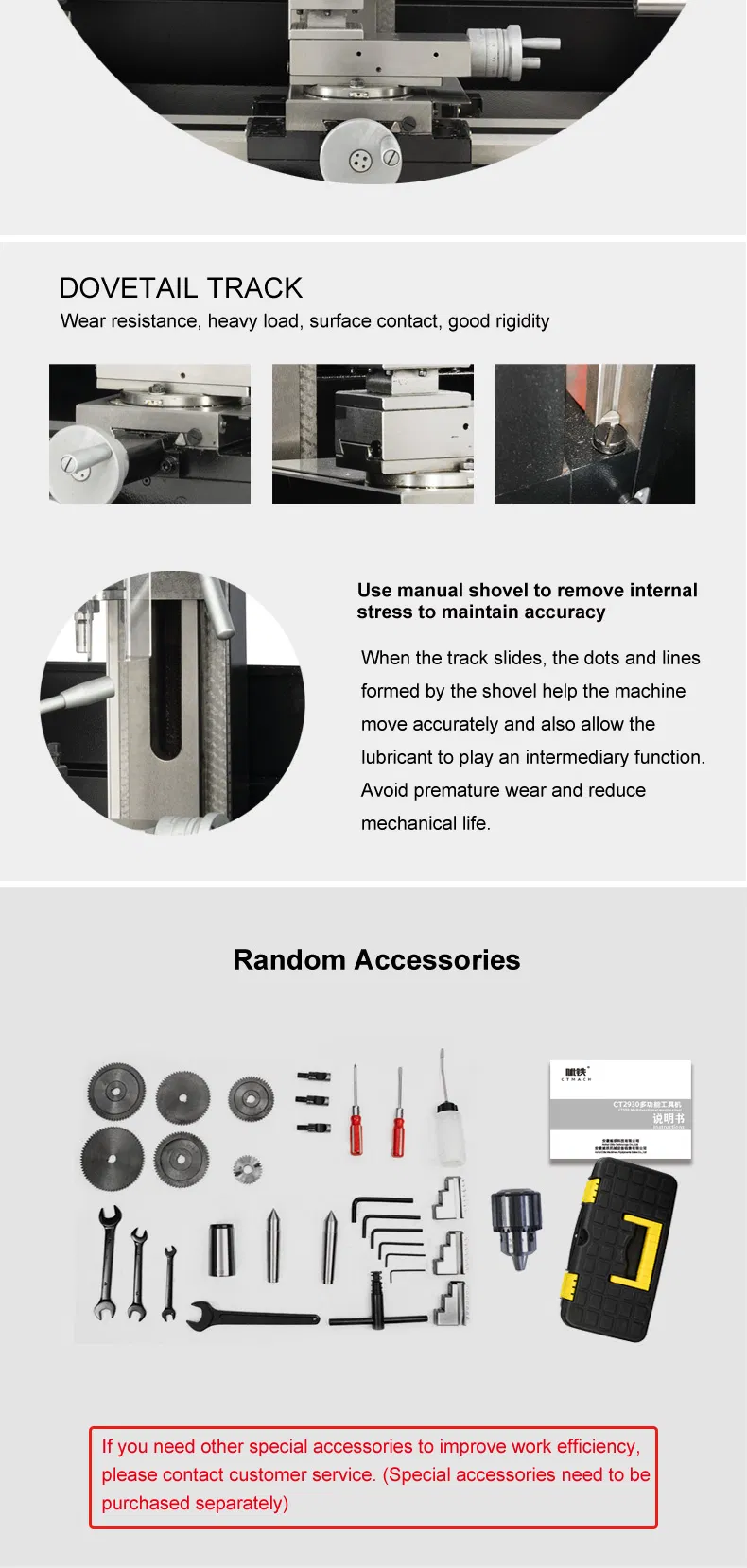 CT2930 Variable Speed Mini Metal Lathe Mill Combo Machine with Speed Display in China