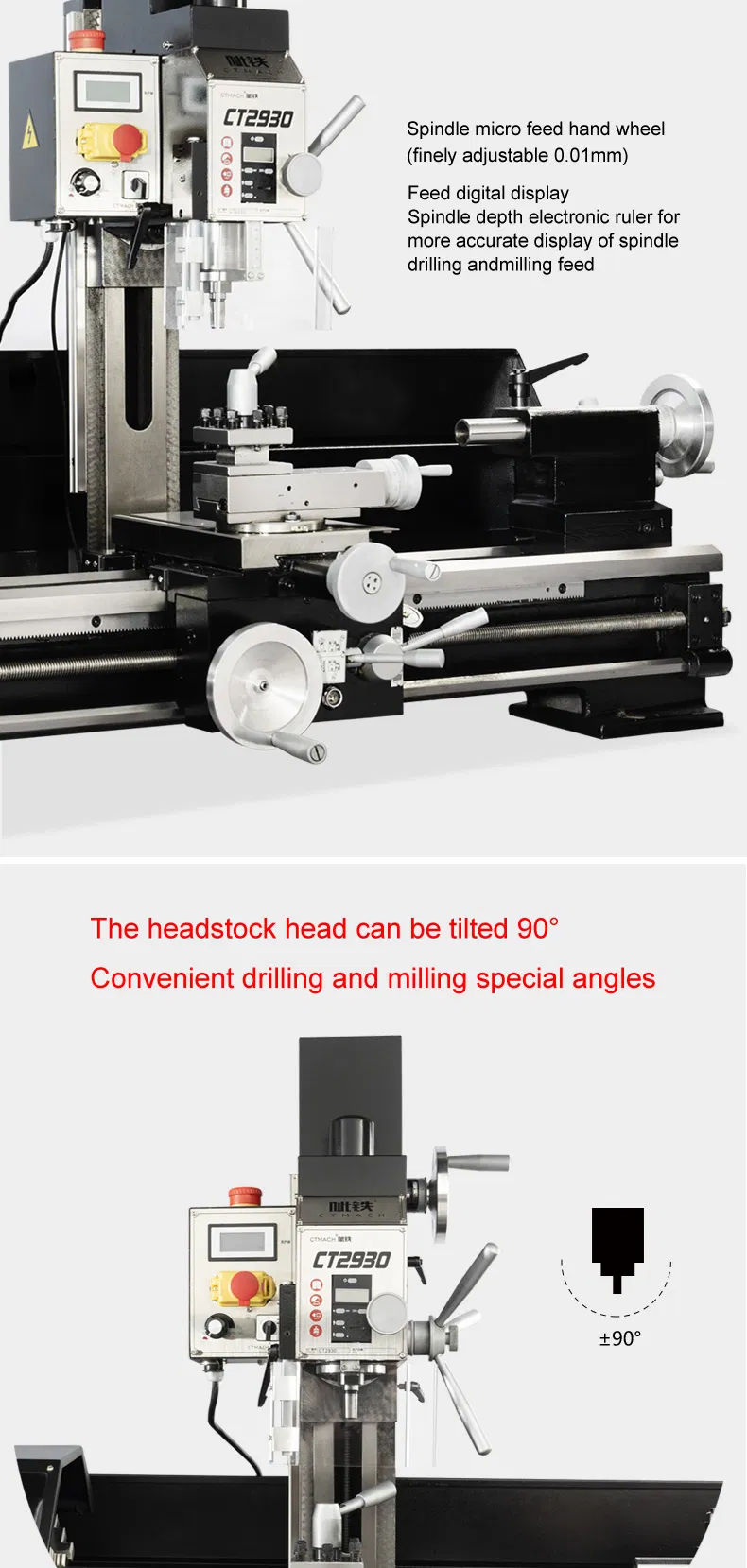 Precision Multi Purpose Mini Lathe CT2930 Machine with Drilling Milling Function