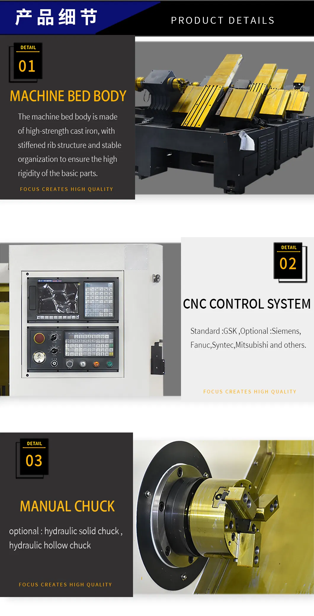 Tck6340 Tck6350 Horizontal CNC Turning Metal Lathe Slant Bed High Quality
