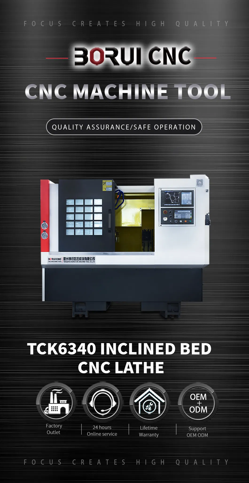 Tck6340 Tck6350 Horizontal CNC Turning Metal Lathe Slant Bed High Quality