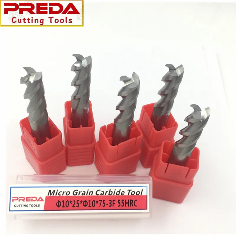 Tungsten Carbide 3 Flutes 10mm HRC55 Aluminium Processing End Mills