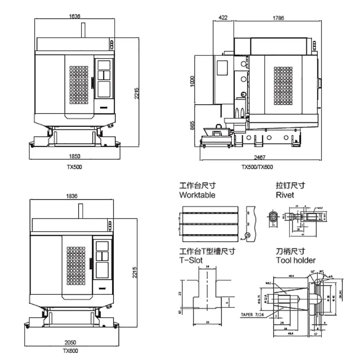 Tx600 CNC High Speed Milling and Drilling Machine Tool for Medical Parts with Bt30