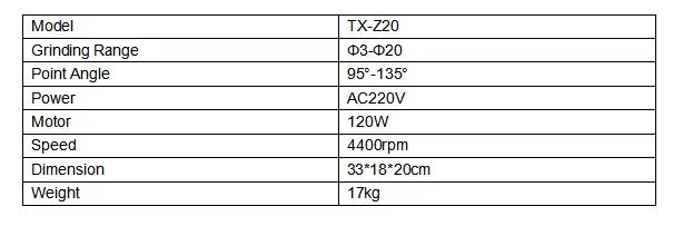 Txzz Tx-Z20 3- 20mm Easy-to-Operate High-Precision Drill Grinder
