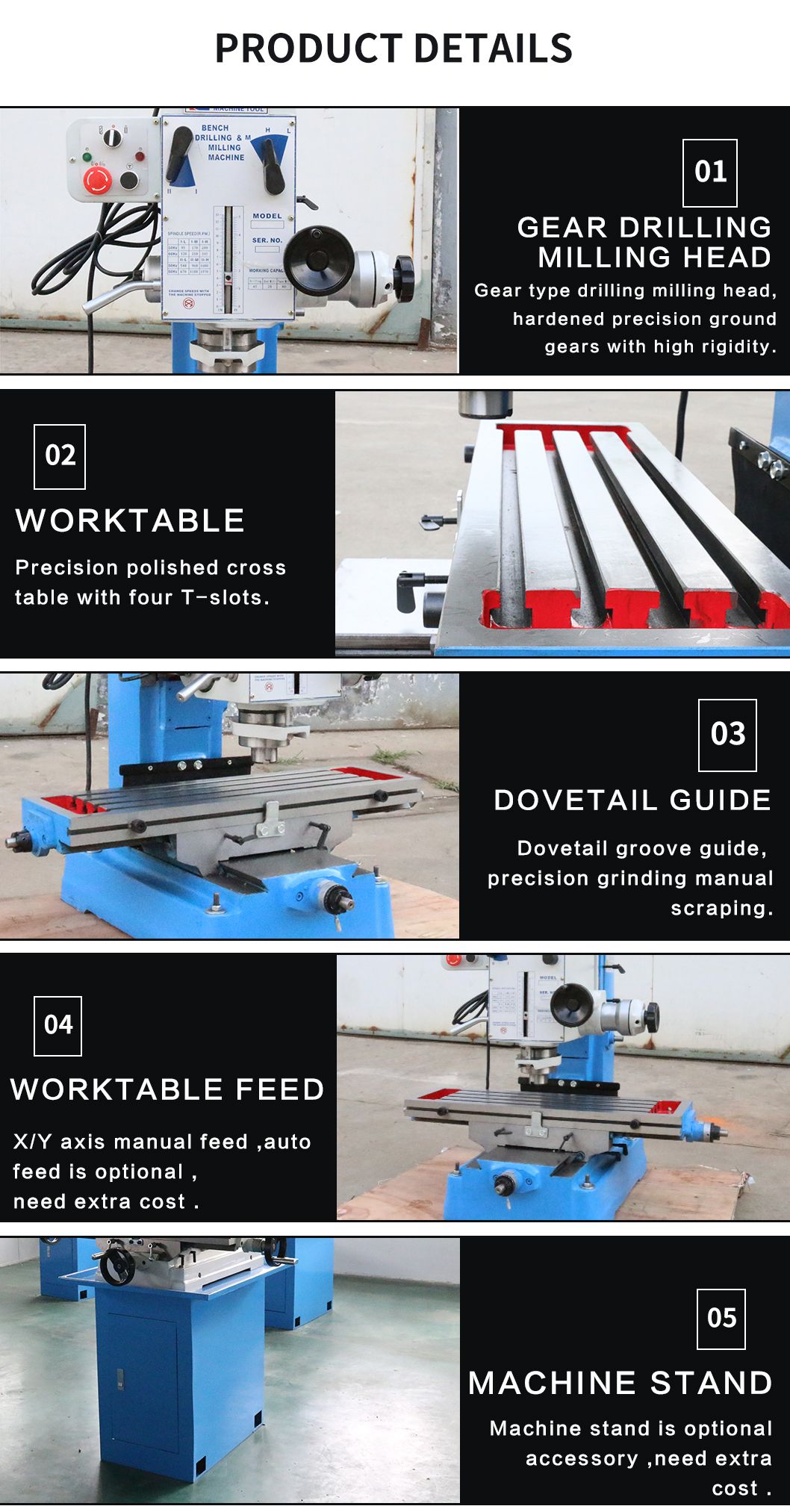 Vertical drilling and milling machine ZX7032 drilling and milling machine